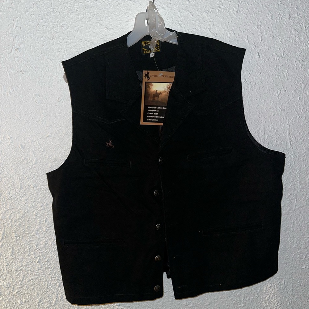 Wyoming Traders Black Bronco Canvas Vest L-3xl - Picture 4 of 6